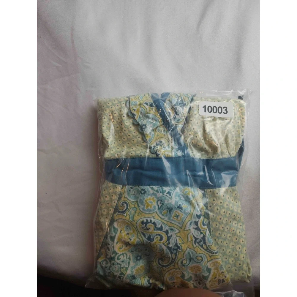 Simply Envogue Apron Womens One Size Blue Yellow Paisley Cotton Kitchen Cooking